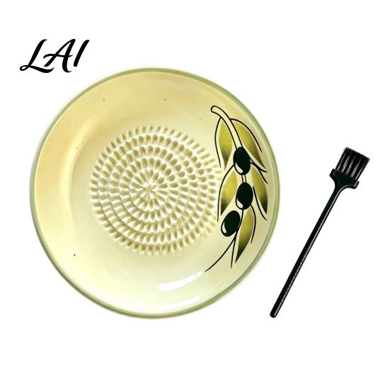 Ceramic Garlic Grater Ginger Grater 2-in-1 Manual Shredder Plate for Kitchen Cooking Flat Durable Gadget Base Easy-Clean Tool Fresh Fruit Puree And