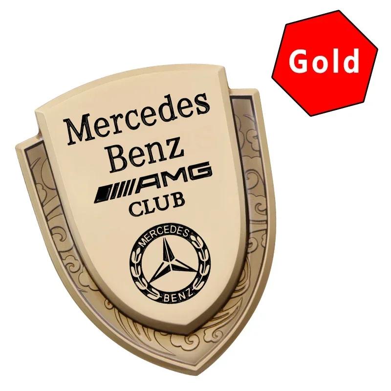 

Car Sticker Car Body 3D Metal Modified Decorative Stickers Car Accessories For Mercedes Benz AMG A B C E G R S CES CLA CLG CLK C золотой