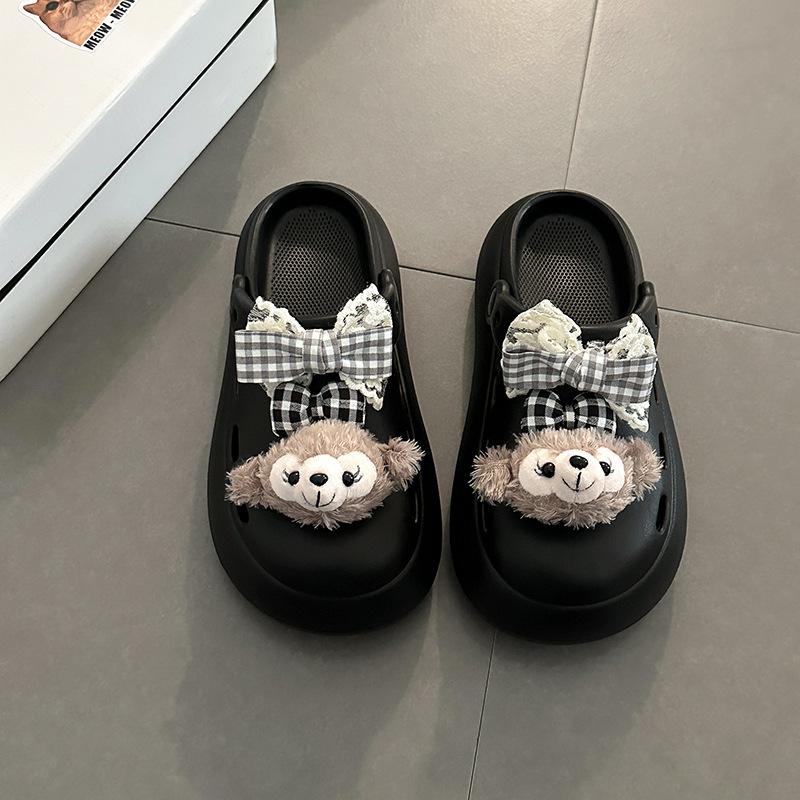 SSBL Bow Sydney Bag Head Half Slippers Women's Outer Wear 2025 Spring and Summer New Hole Shoes Two Wear Sandals