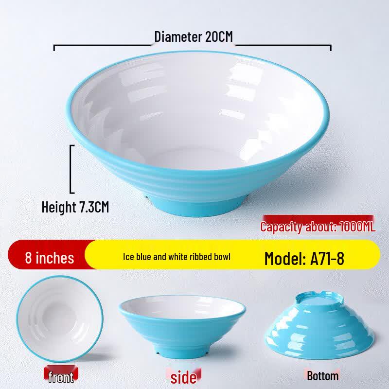 Commercial Two-Tone Melamine Noodle Bowls