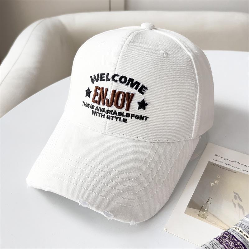 New Three Dimensional Embroidered Letter Baseball Hat for Women In Spring and Summer Fashion Versatile Sun Protection Baseball Cap Showing Small Face