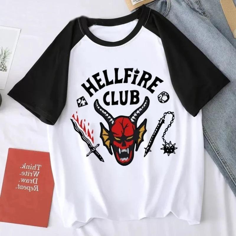 

1 шт., футболка Hellfire Club «Очень странные дела», сезон 4, футболка с короткими рукавами, винтажная футболка D&D, забавная одежда