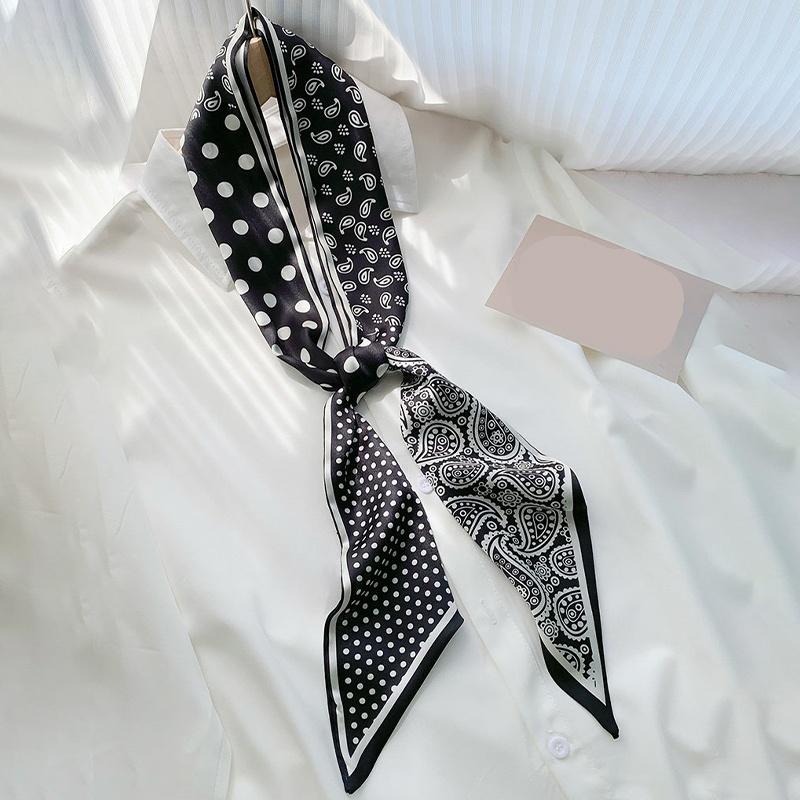 Polka Dot Narrow Scarf 100x7cm Women Ribbon Tie Headband for Bag Handle Decor and Choker Use