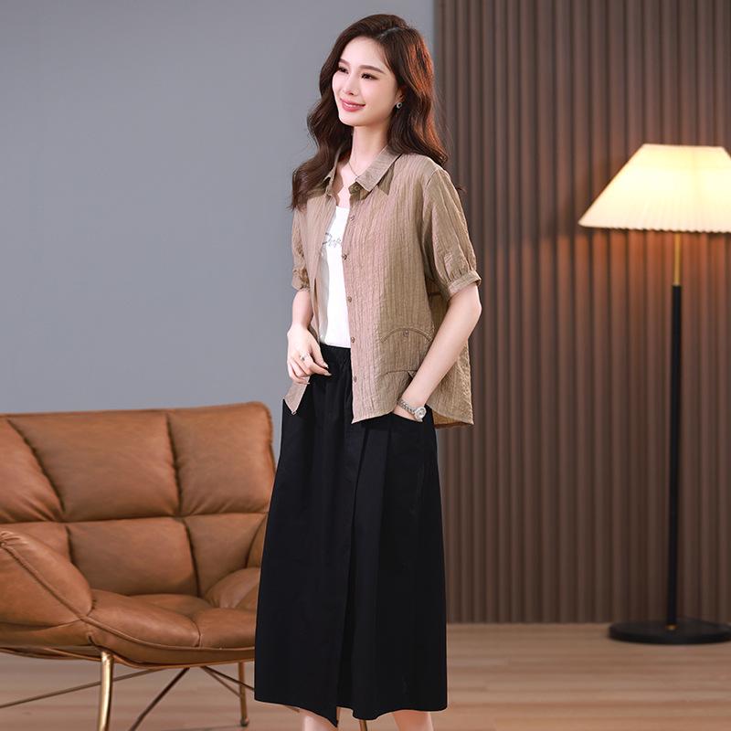Elegant Petite Tencel Chiffon Top & Midi Skirt Set - Summer 2025