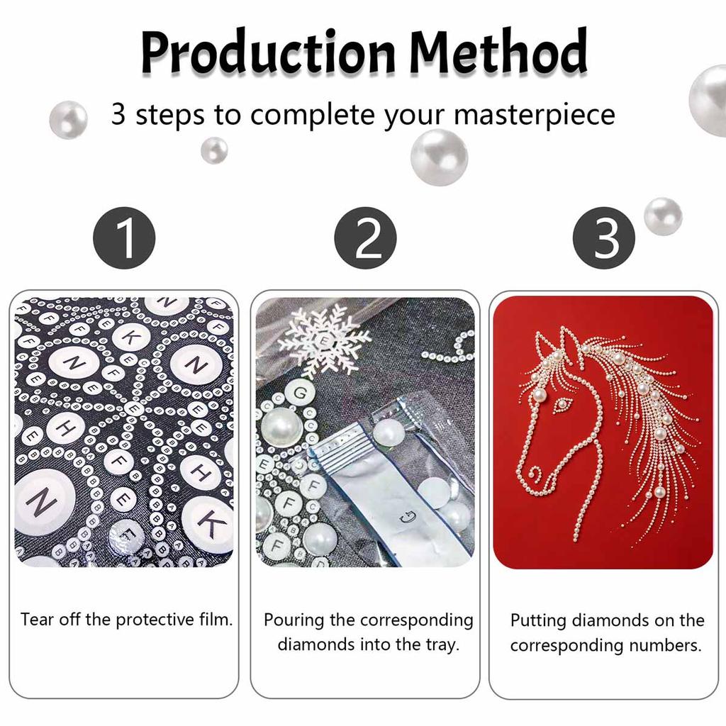 5D DIY Pearl Diamond Painting Kit Elegant Horse Full Drill Embroidery Mosaic Art Home Wall Decor Gift