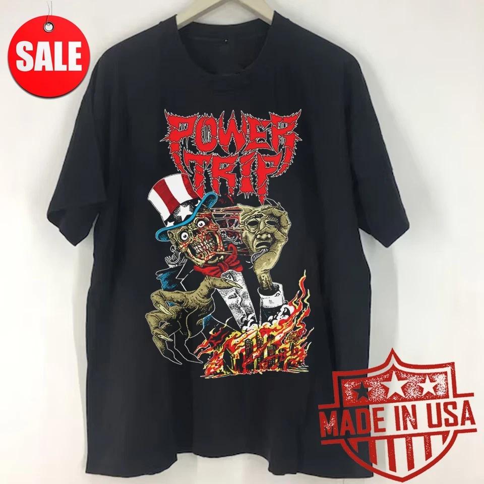 Power Trip Band Poster T-Shirt Thrash Metal Black Graphic Tee Unisex New S-5XL S
