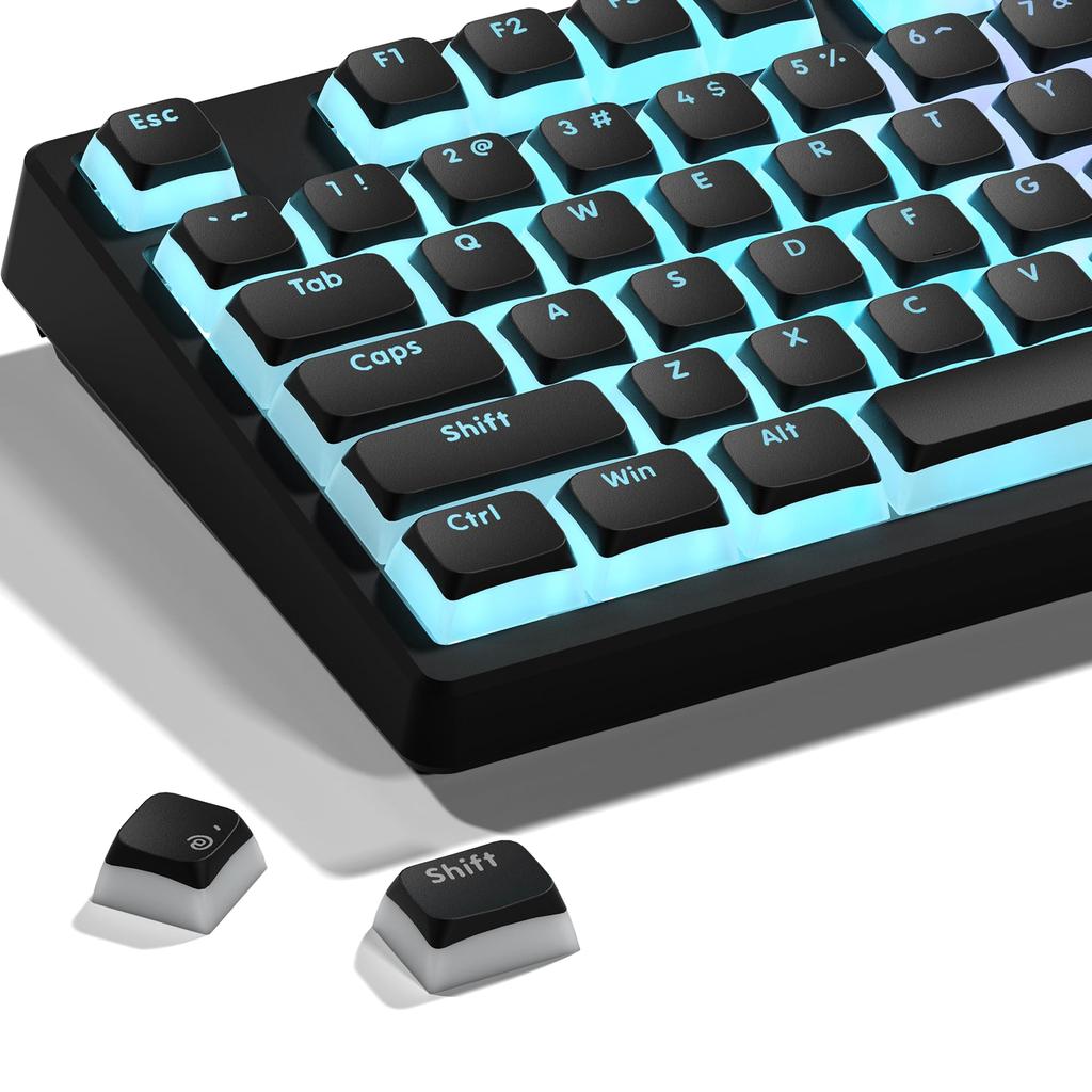 XVX Pudding Keycaps 117 Keys XDA Profile Translucent PBT Keycap Set Onyx Black Keycaps for Mechanical Keyboards with Cherry - Shine-Through