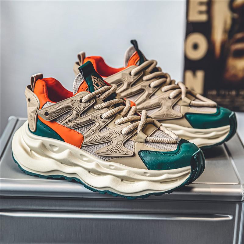 Color Block Design Men Height Increasing Shoes Luxury Casual Sneakers Men Platform Trainers Fashion Thick Sole Sneakers Man