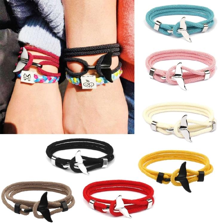 Whale Tail Charm Bracelet Jewelry Gift for Women Nylon Rope Wristband Bracelet
