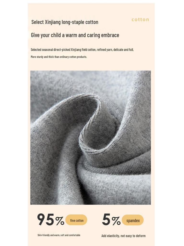 Kids' Fleece-Lined Cotton Turtleneck Sweatshirt - Warm Autumn/Winter Layer