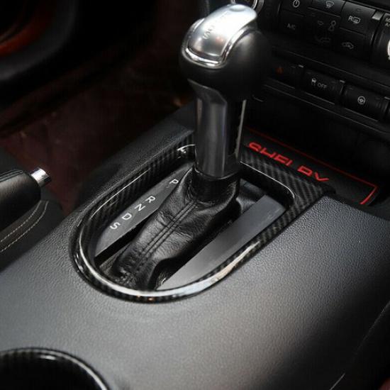 Cup Holder Cover Fit For Ford Mustang 2015-18 Carbon Fiber Interior Trim Molding