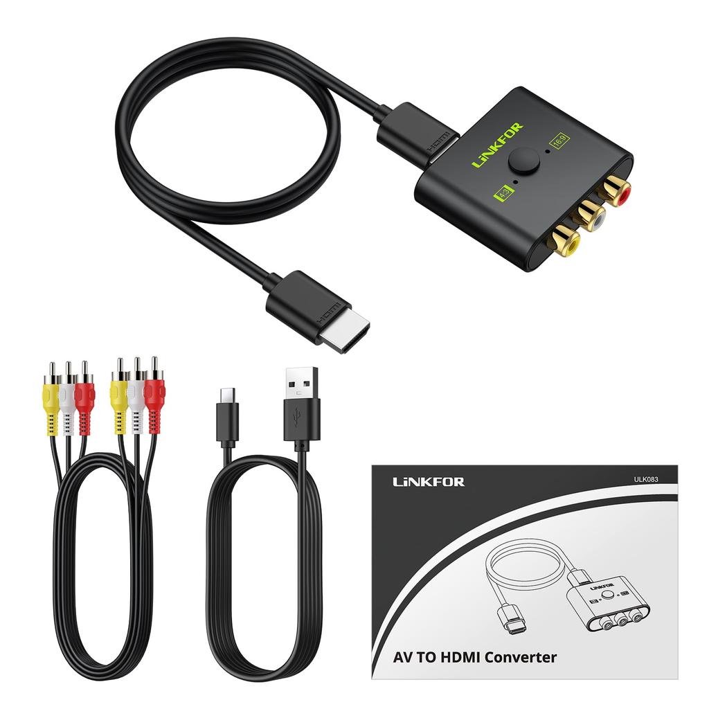 LiNKFOR RCA to HDMI 1080P compact and lightweight AV to HDMI HDMI adapter compatible with Japanese instruction manual Converter, compatible, 169/43