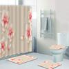 Elegant Bouquet Of Fantastic White Flowers 3D Style Shower Curtain Floral Bathroom Curtains With Bath Rugs Carpet Set Home Decor