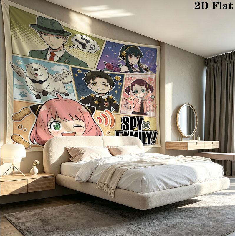 Spy Family Wall Tapestry Aesthetic Wall Hanging Printed Fabric Blanket Decorative Tapestries For Bedroom Living Room Home Decor