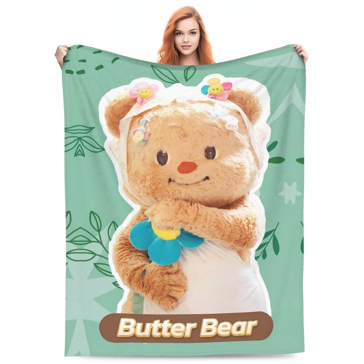 

ButterBear Flowers Warm Soft Blankets Decorative Plush Throw Blanket Funny Outdoor Flannel Bedspread Sofa Bed Cover 75cmx90cm
