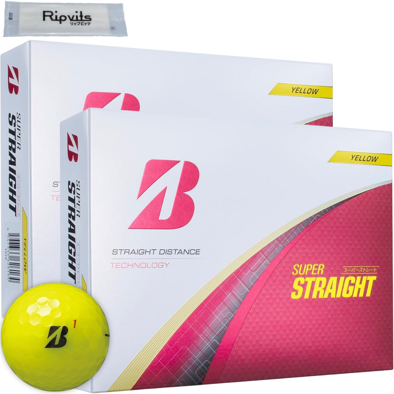 

Bridgestone SUPER STRAIGHT 2025 (T5YX) Super Straight Yellow, 2 dozen balls, 24 balls, with original cleaning sheet set
