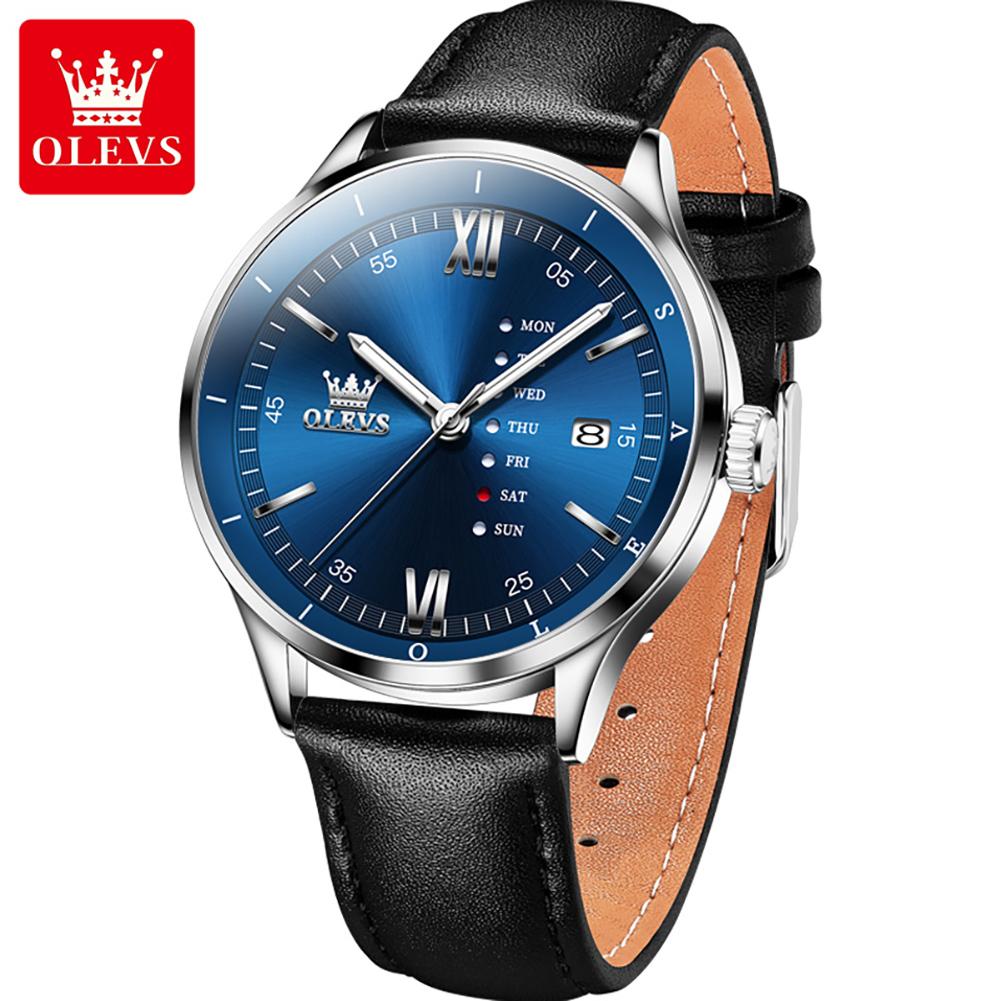 OLEVS 2931 Oem Custom logo Luxury Luminous Japanese Movement Sports Calendar Fashion Genuine Leather Strap Men's Quartz Watch
