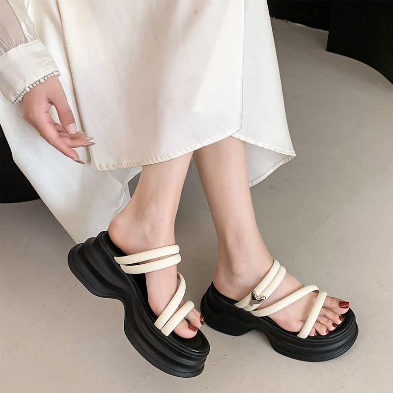 Premium Thick-soled Cool Slippers Women's Summer Wear Fashion Fairy Style with Skirt Muffin Beach Shoes 2025 New