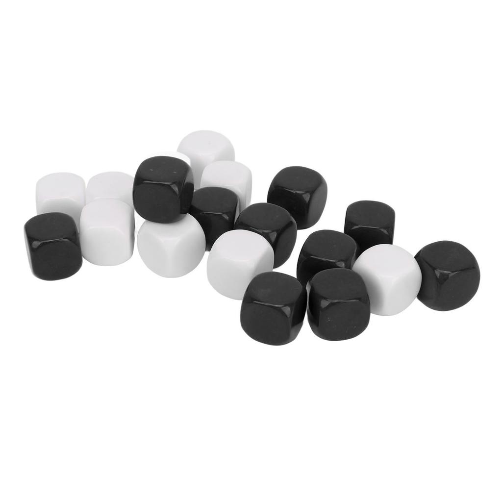 20 Pcs DIY Sticker Dice Blank Durable Plastic Dice Smoothed Surface Six Sided Dice with Rounded Corners White and Black