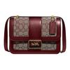 Alie 23 Monogram Elegant Versatile Fabric And Leather Messenger Bag Small Crossbody Shoulder Bag Women Bags Burgundy Cherry-Red 4615-B4RH5