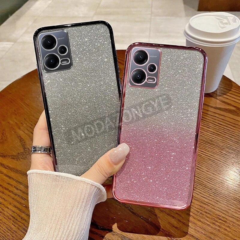 

Для Xiaomi Poco X5 5G чехол с гальваническим покрытием, мягкий блестящий чехол из ТПУ для сотового телефона Xiaomi PocoX5 5G, чехол для телефона для девочек и женщин