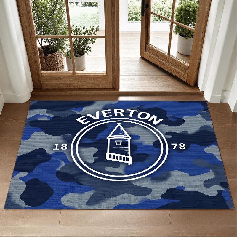 Everton Football Design Crystal Velvet Rug Soft Decorative Mat for Bedroom Entrance