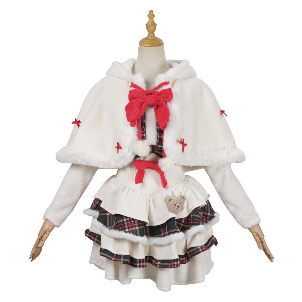 Christmas Theme White Plush Cape For Cosplay And Lolita Style In Multiple Sizes