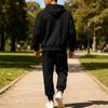 Ensemble de sport à capuche en polaire pour homme Automne Hiver Manches Longues Décontracté Fermeture éclair Thermique Confortable Respirant Vêtement d'extérieur