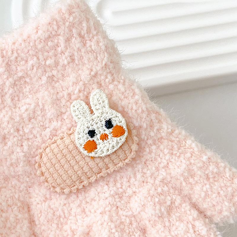 Cartoon Rabbit Baby Plush Gloves Winter Children Plush Mittens Cute Bunny Boys Girls Five Finger Gloves 1-3Year Kids Hand Warmer