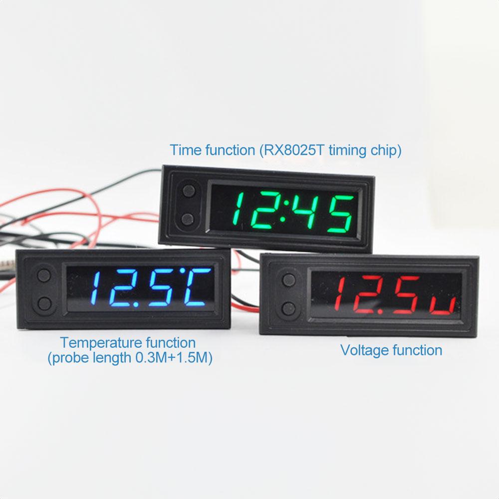12V 3 In 1 Vehicle Auto Kit Thermomete + Voltmeter + Clock LED Digital Display