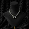 Spiked Chain Necklace with U-shaped Horseshoe Clasp - Stainless Steel Punk O-ring Goth Unisex Jewelry