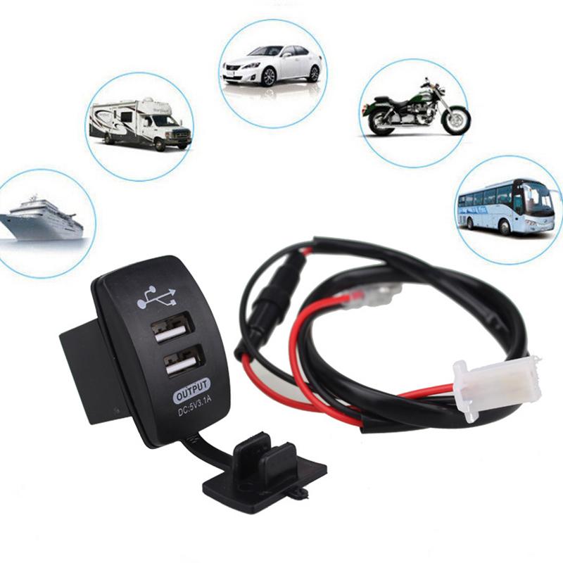 

Автомобильное зарядное устройство с двумя USB-портами 12-24 В, 5 В, 3,1 А, универсальное автомобильное зарядное устройство для автомобиля, мотоцикла, электромобиля, квадроцикла