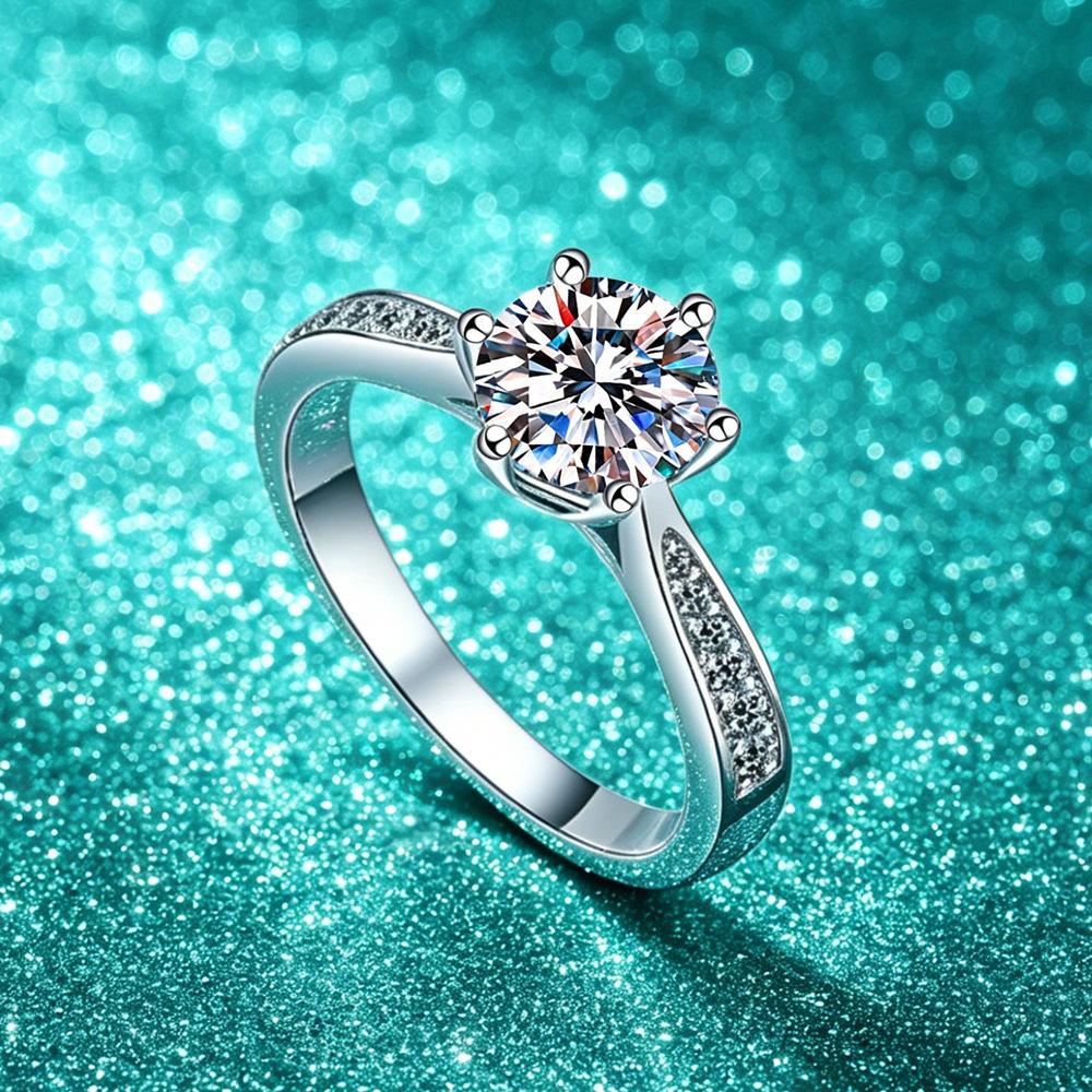 925 Sterling Silver 0.5-2ct D VVS1 Moissanite Ring Classics for Women Wedding Jewelry Engagement Imitation Diamond Fashion Gifts