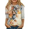 Children's 3/4 Sleeve Tops Knit  Casual  Print T Shirt Round Neck Pullover Blouse