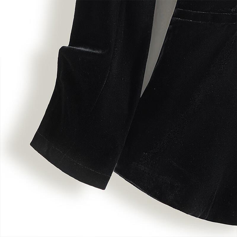 Women's V-Neck Velvet Blazer with Chain Strap