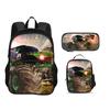Monster Jam Round Front Bag Backpack Pen Bag Ice Bag 3Pcs Set Cartoon Print Student's Best Campus Companion Birthday Gift