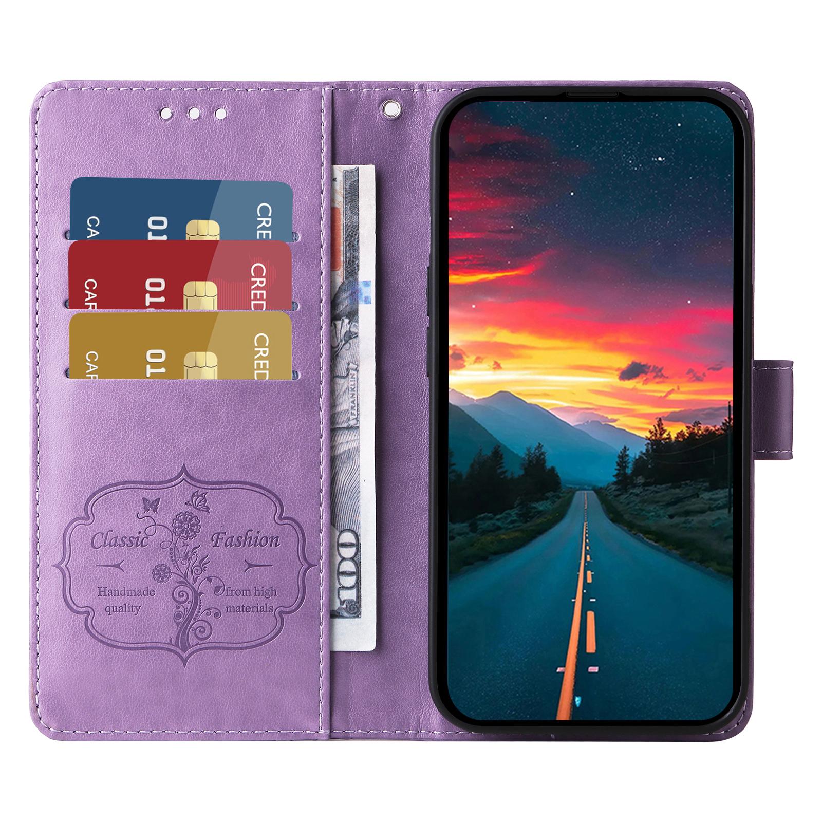 

For Xiaomi 15 Ultra Case Butterfly Floral Imprint Wallet Stand Leather Phone Cover Blue