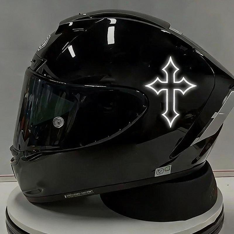 2 Pcs Reflective Cross Stickers Durable Anti-scratch Decals for Motorcycle Helmets Car Windows Bike Frames Off-road Riding Use