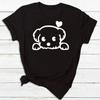 Unisex Women Dog Heartbeat Print Short Sleeve Tshirt Unisex Harajuku Casual Unisex and Womens Tshirt Clothing Street Tops Clothes