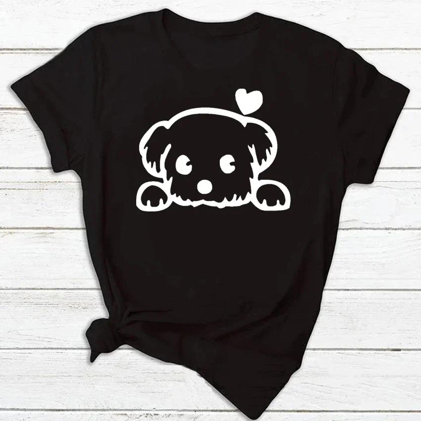 Unisex Women Dog Heartbeat Print Short Sleeve Tshirt Unisex Harajuku Casual Unisex and Womens Tshirt Clothing Street Tops Clothes