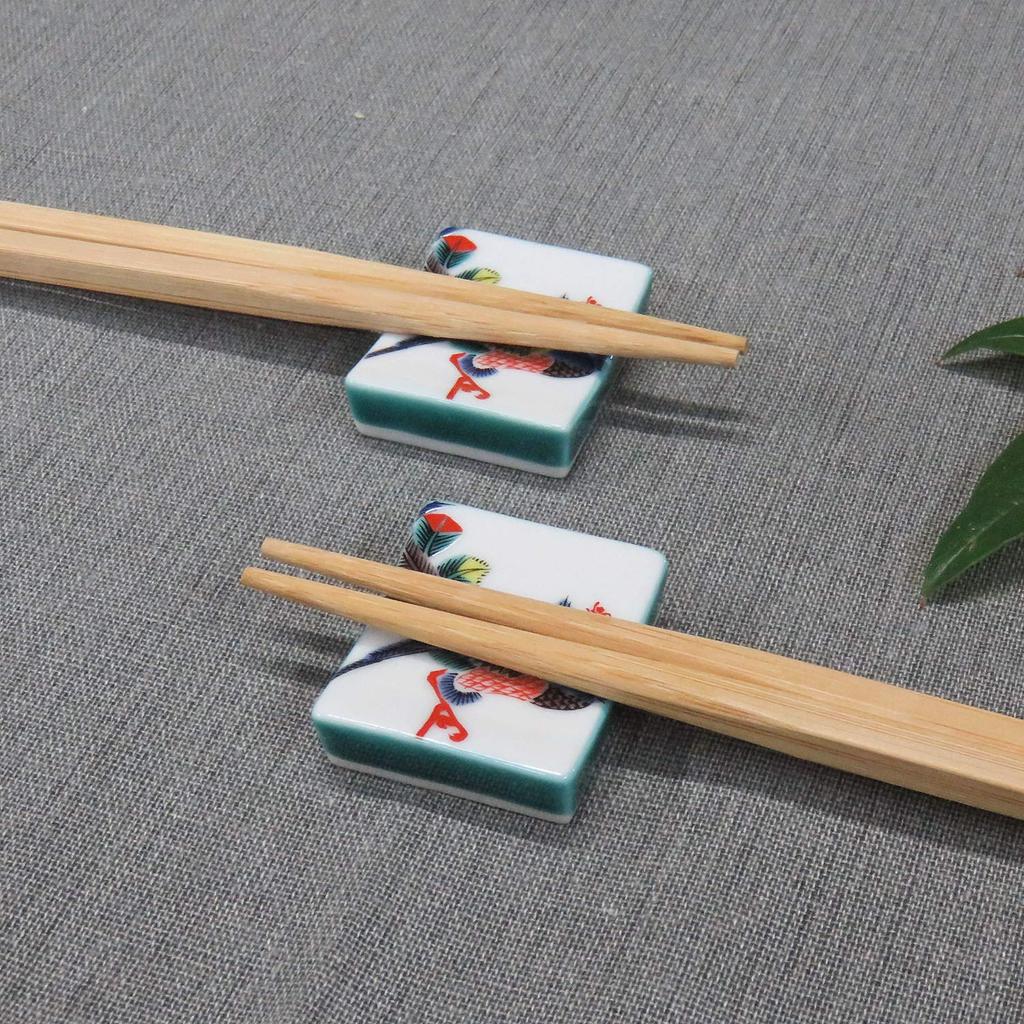 Stylish Kutani Ware Pair Chopstick Rest Set with Phoenix Ceramic Cutlery Made In Japan Design, Rest,
