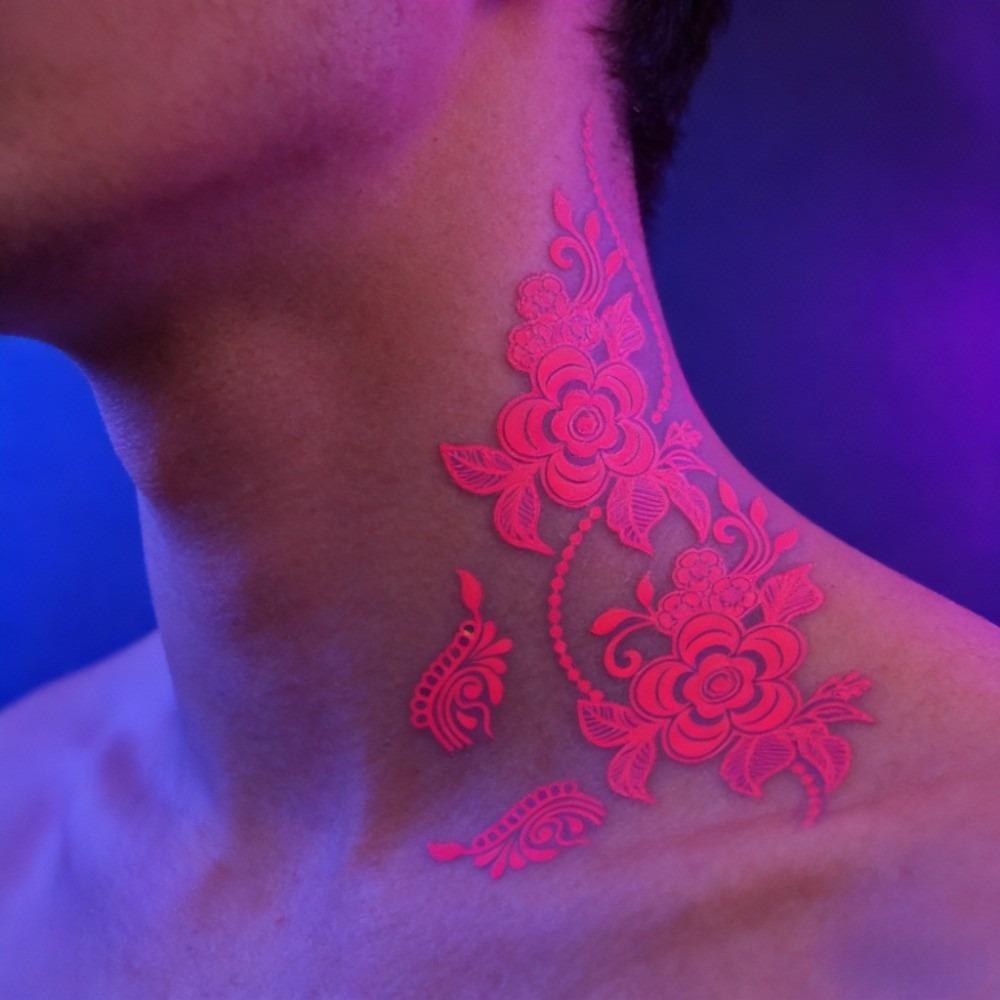 Fake Fluorescence Henna Tattoo Stickers Luminous Body Art Sticker  Women/Lady/Girl
