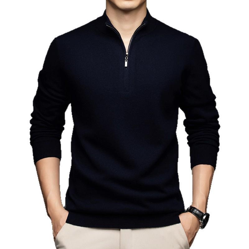 Men's 2025 Thick Wool Zipper Cardigan - Stand Collar Waffle Knit Sweater