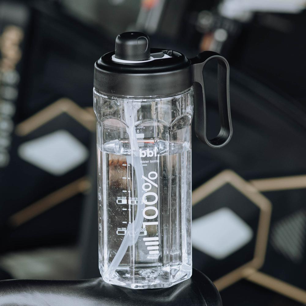 1pc Water Bottles with Straw, Tritan BPA Free, 1500ml/50.7 Oz Sports Water Bottle with Carry Handle LeakProof for Women Men Gym