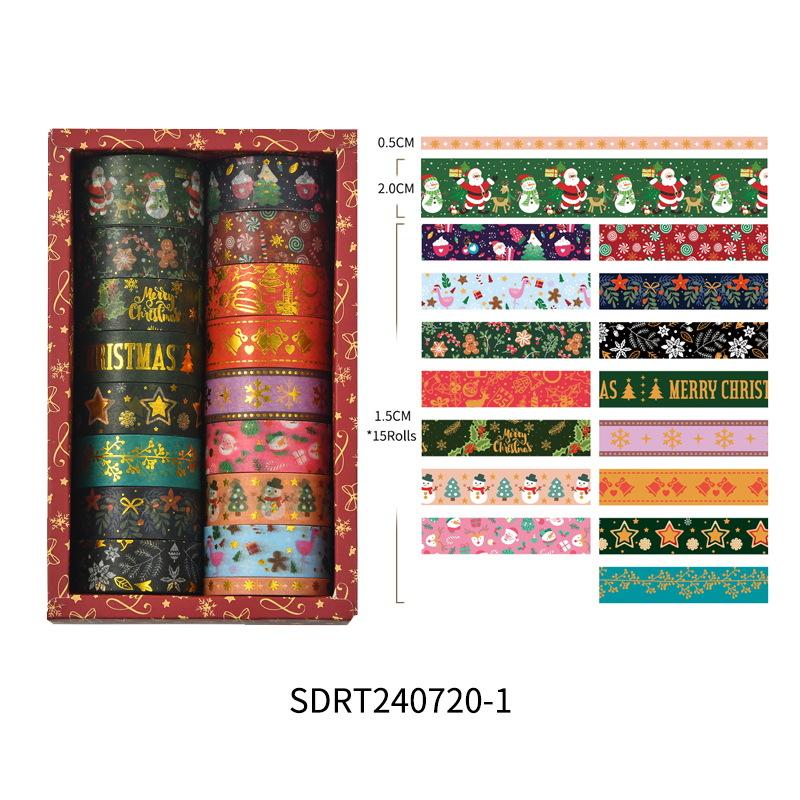 

Craft Tape Patterned Washi Tape Masking Tape 17-Roll For Holiday Decoration Calendar Marking Gift Wrapping L