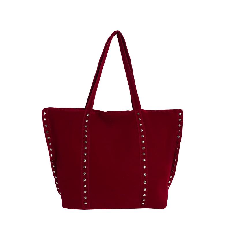 

Large Matte Studded Tote Bag - Versatile Women s Fashion Shoulder Handbag червоний