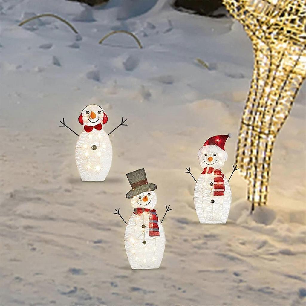 1-3Set Christmas Decor Snowman Santa Glowing Light Waterproof Snowman Santa Claus Model with LED Light