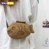 Fish Shape Canvas Messenger Bag Fashion Cute Embroidery Portable Zippered Small Purses Handbags Mini Crossbody Bag