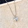 Silver Plated 3D Heart Pendant Necklace & Hoop Earring Jewelry Set, Minimalist Box Chain Set for Women