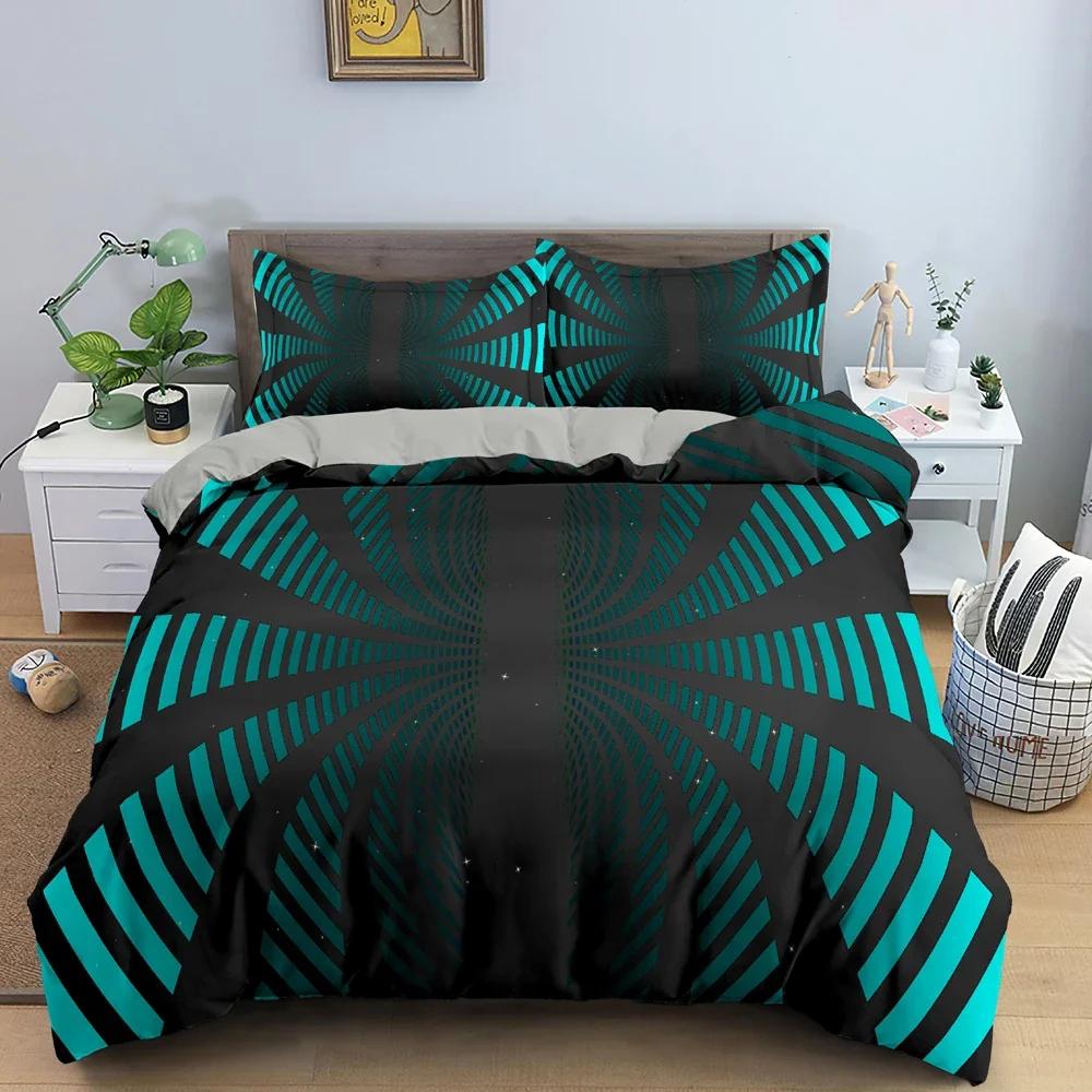 3D Geometry Abstract Style Comfortable Duvet Quilt Cover Pillowcase Bedding Set Children Bedroom Decoration Home Textile